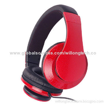 Fashionable Music Accessory Stereo Headphones with Leather Grain for MP3/MP4 Players and PCs